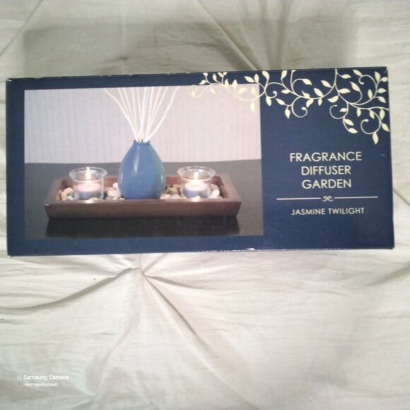 Jasmine Twilight Tropical Island Coastal Fragrance Diffuser Garden Tray Set NIB - Picture 2 of 3